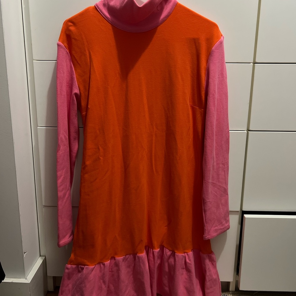 Vibrant Orange and Pink Mini Dress